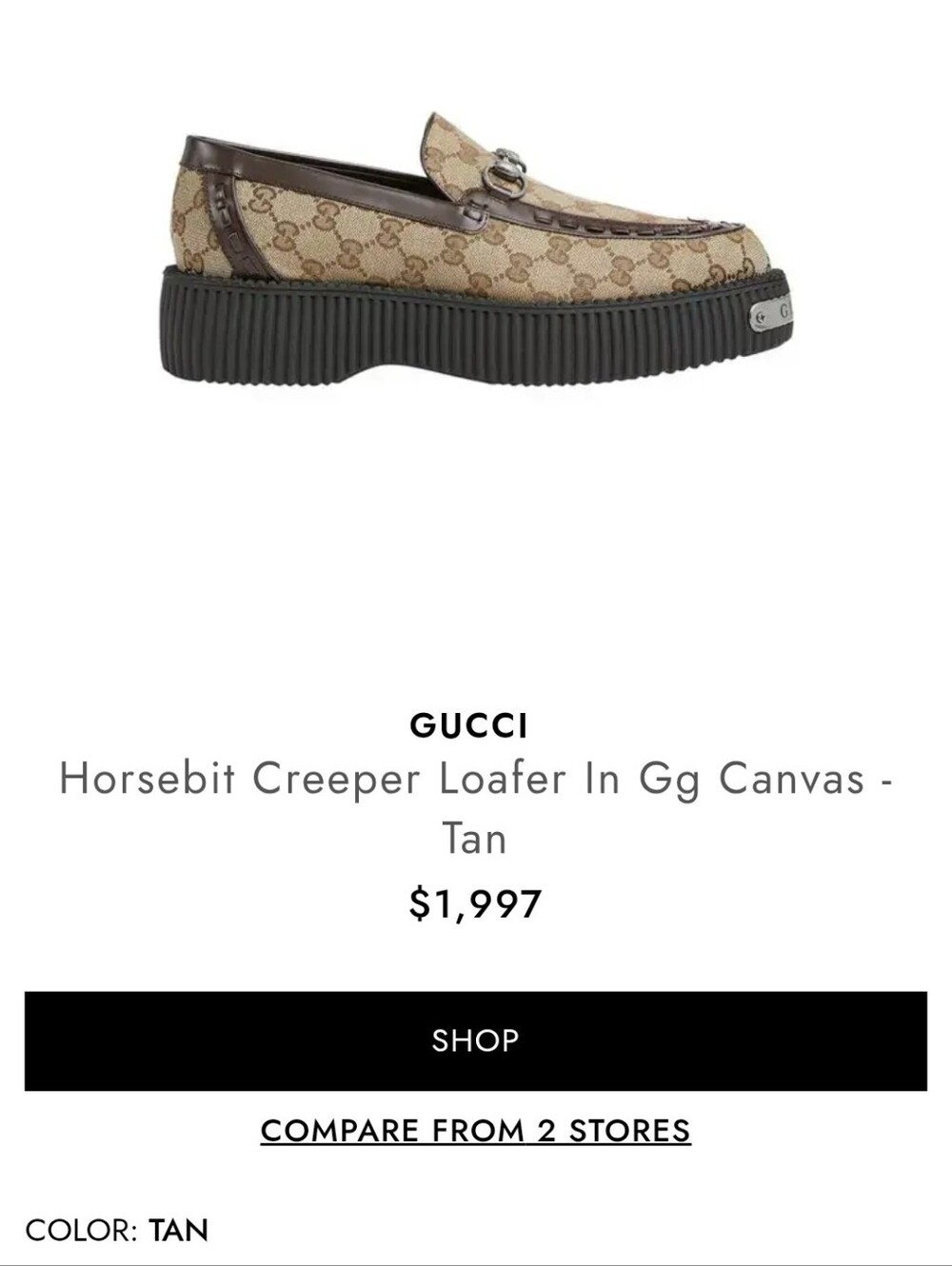 Gucci Men's Brown Monogram Horsebit Loafers Platform
